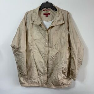Vintage 90s Tudor Court Champagne Tan Nylon Windbreaker Jacket XL Gorpcore